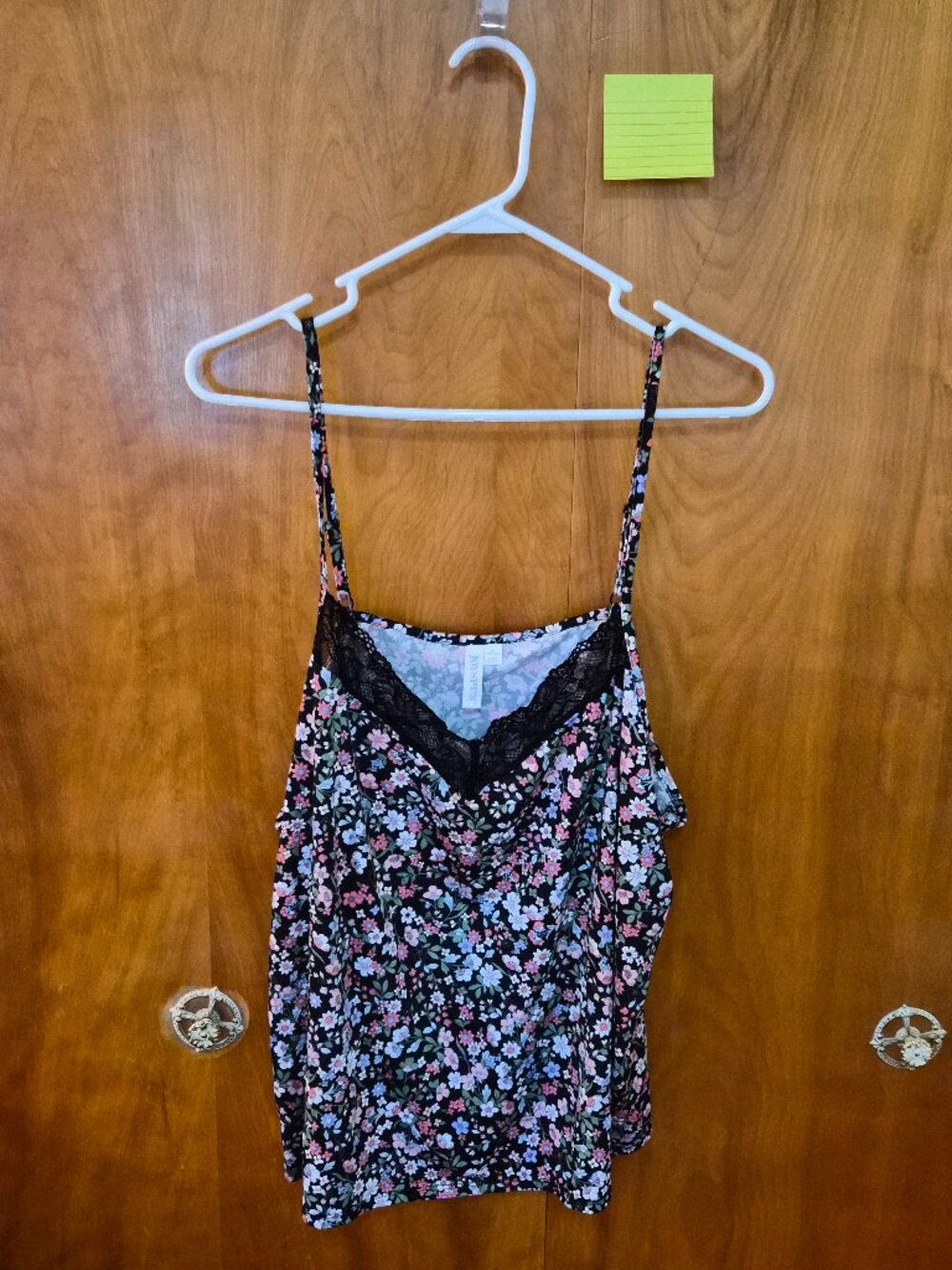 Joyspun Floral Lace Cami Tank Top Plus Size 3X Black Pink Blue Adjustable Straps